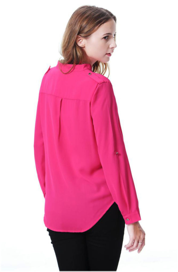 Women V Neck Long Sleeve Chiffon Tops Casual Tee Shirt Blouse Plus  Size:8-20